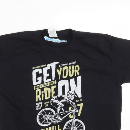 Fruit of the Loom Boys Black   Basic T-Shirt Size 12-13 Years  - MOUNTAIN BIKE