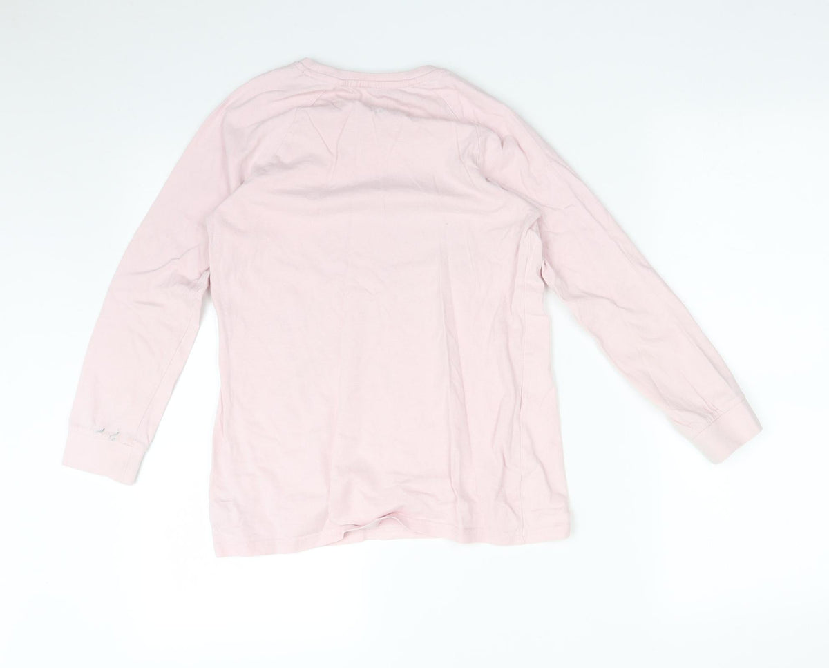 Back view of Next girls’ pink solid pyjama top, size 11, years - unicorn rainbow