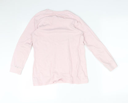 Back view of Next girls’ pink solid pyjama top, size 11, years - unicorn rainbow