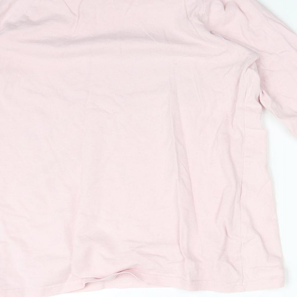 Brand and care label for Next girls’ pink solid pyjama top, size 11, years - unicorn rainbow