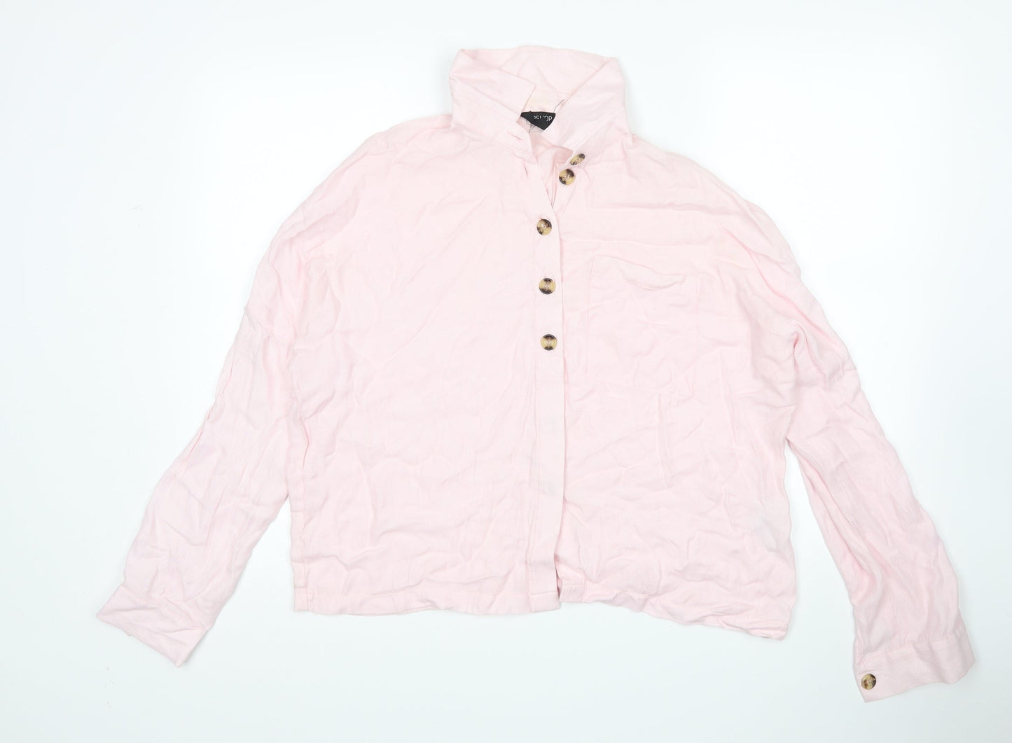 Womens UK Size 14 Topshop Pink Basic Button-Up