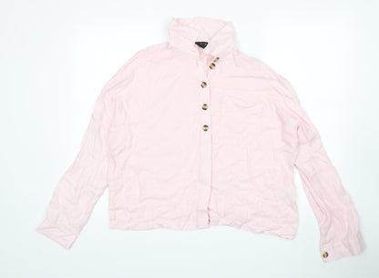 Womens UK Size 14 Topshop Pink Basic Button-Up