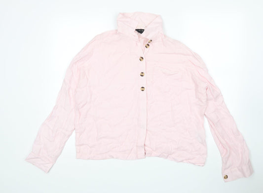 Womens UK Size 14 Topshop Pink Basic Button-Up
