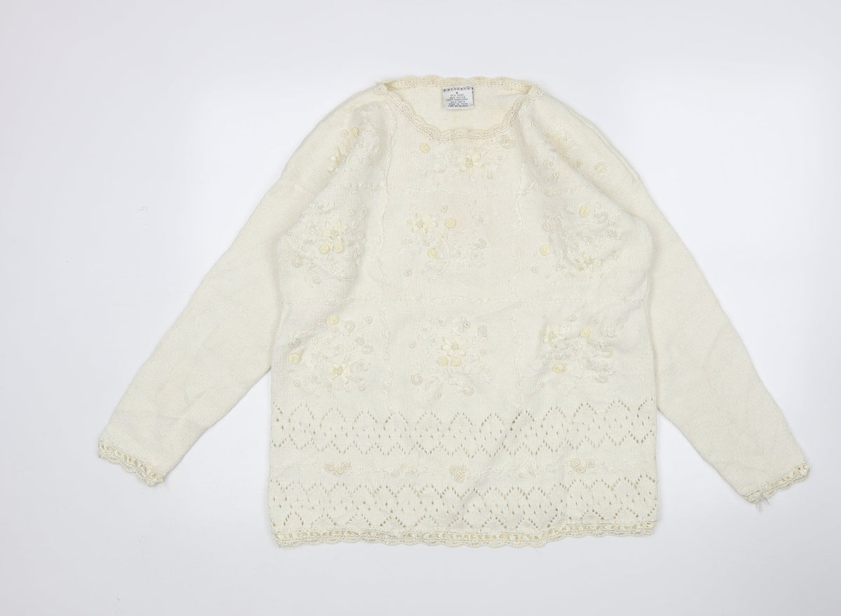 Additional front view of Partners women’s ivory jumper, size M