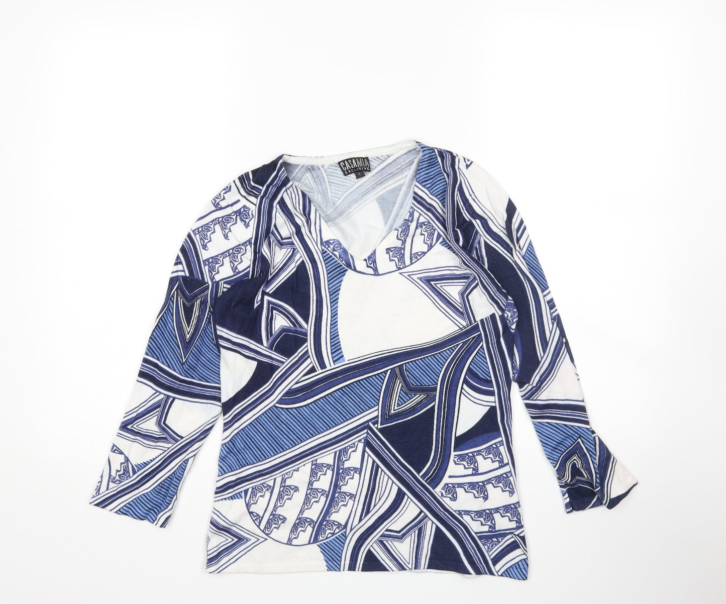 Casmia Womens Multicoloured Geometric  Pullover Jumper Size S
