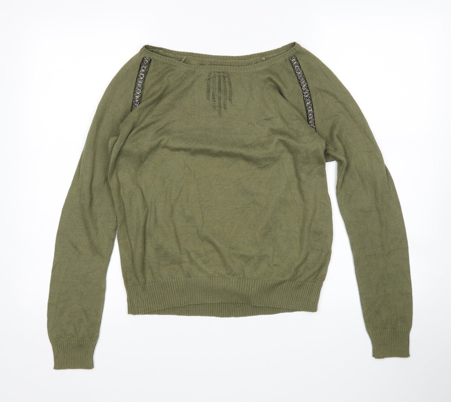 Womens UK Size 10 Preworn Green Pullover Jumper