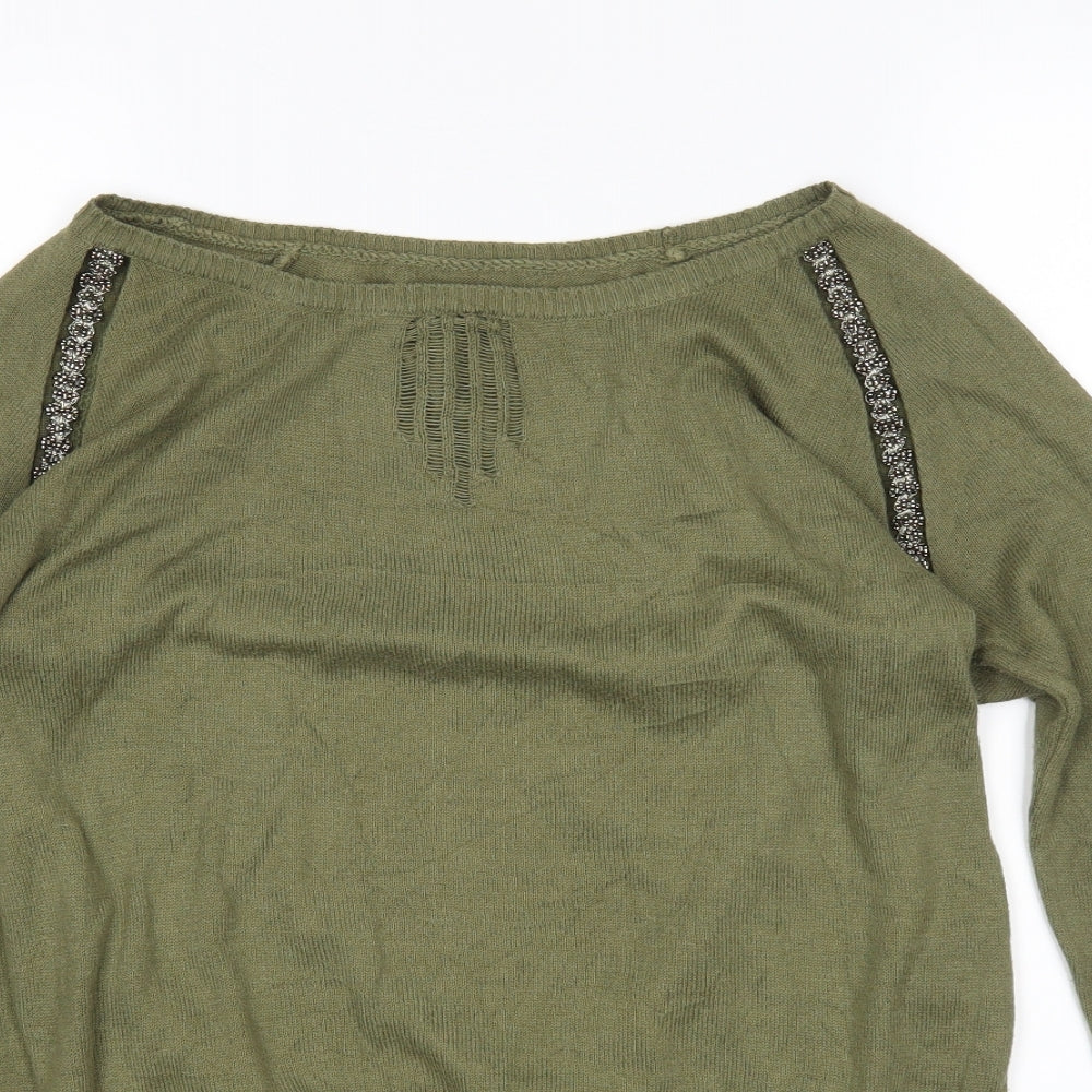 Womens UK Size 10 Preworn Green Pullover Jumper