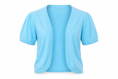 Front view of New Look women’s blue cardigan jumper, size UK 14