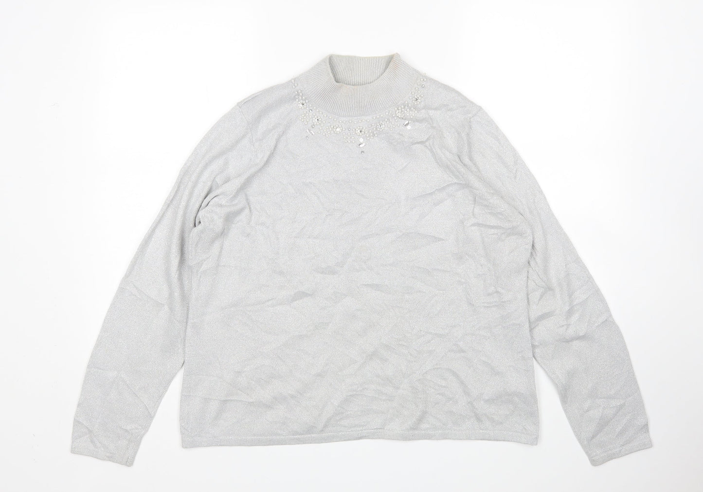 Womens UK Size M BM Silver Pullover Jumper