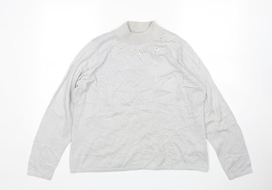 Womens UK Size M BM Silver Pullover Jumper