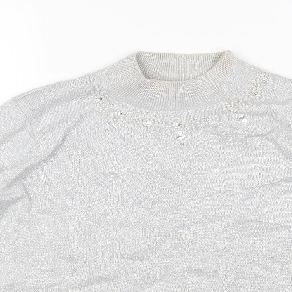 Womens UK Size M BM Silver Pullover Jumper