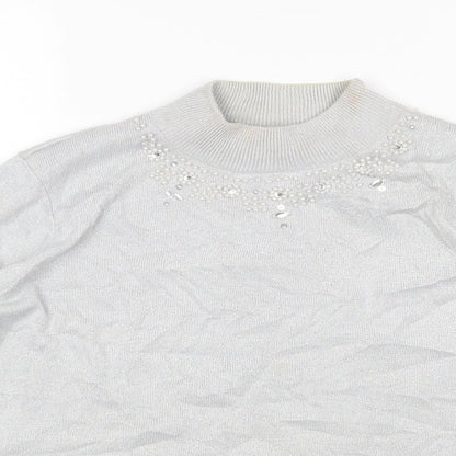 Womens UK Size M BM Silver Pullover Jumper