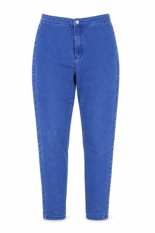 Front view of Missguided women’s blue skinny jeans, size UK 10, 28-inch leg
