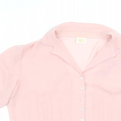 Womens UK Size 14 Country Casuals Pink Basic Button-Up