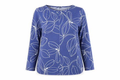 Front view of Love leisure women’s blue jumper, size UK 14