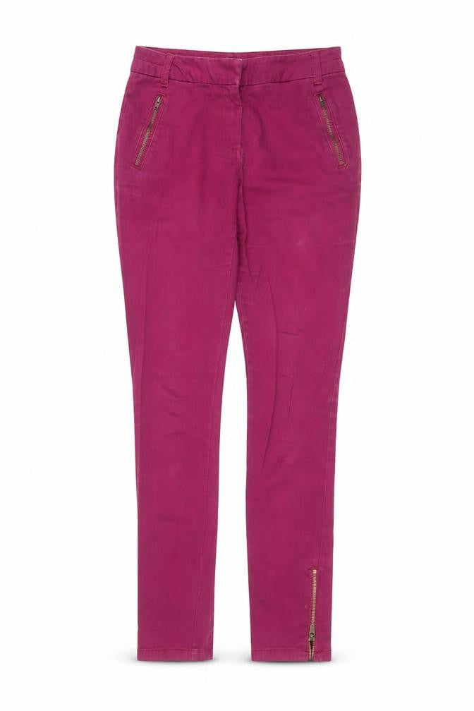 Front view of F&F women’s purple skinny jeans, size UK 6, 29-inch leg