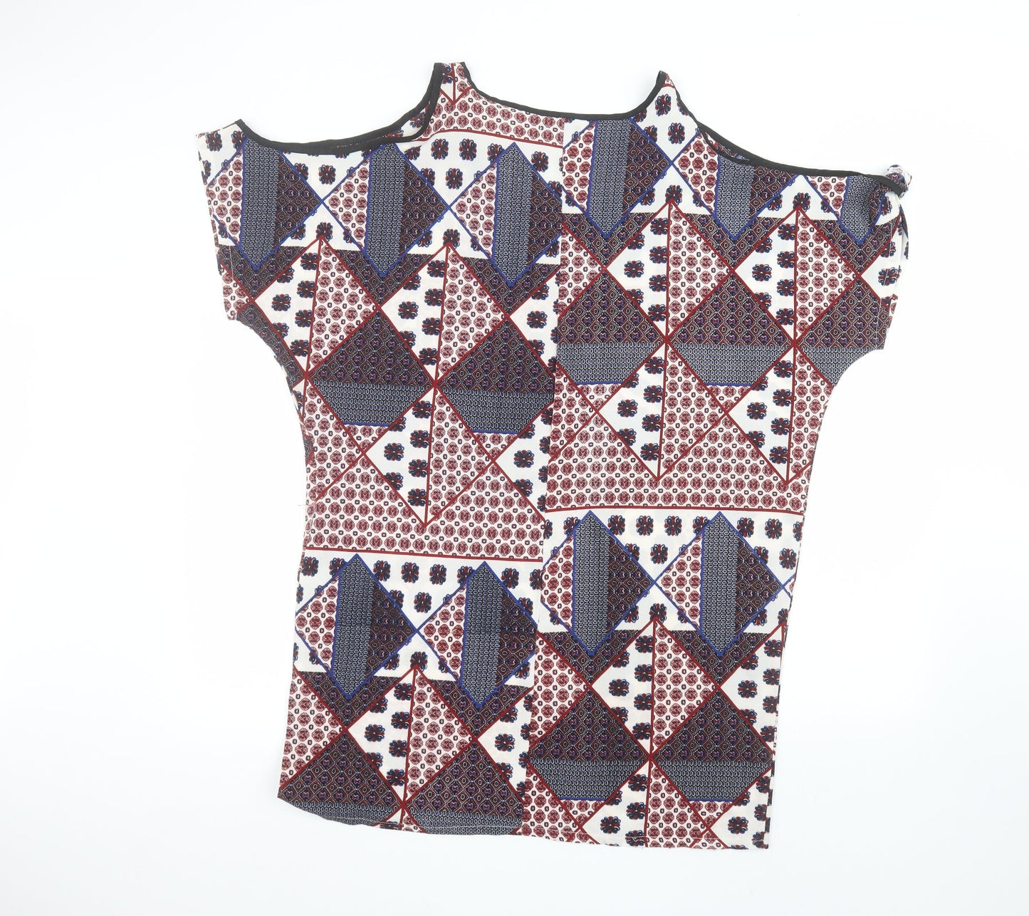 Boohoo Womens White Floral  Basic T-Shirt Size 8