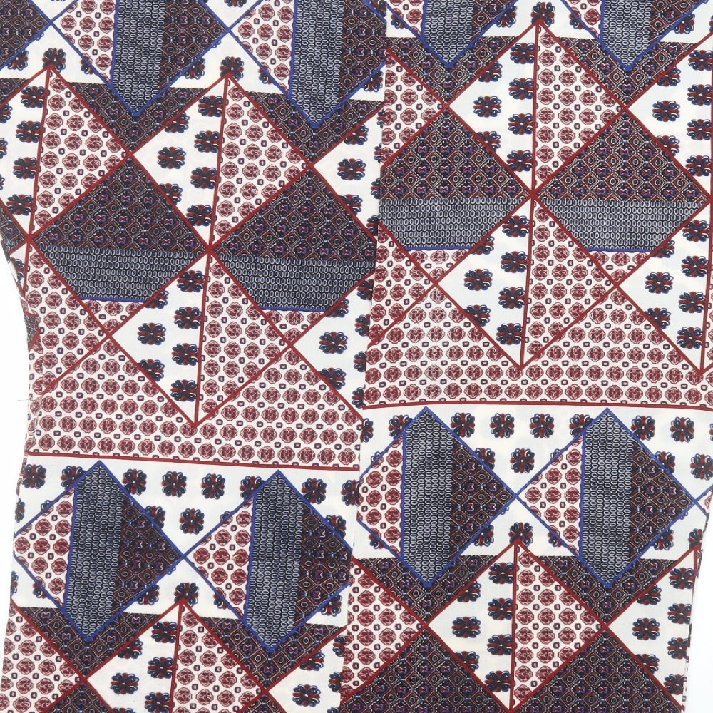 Boohoo Womens White Floral  Basic T-Shirt Size 8