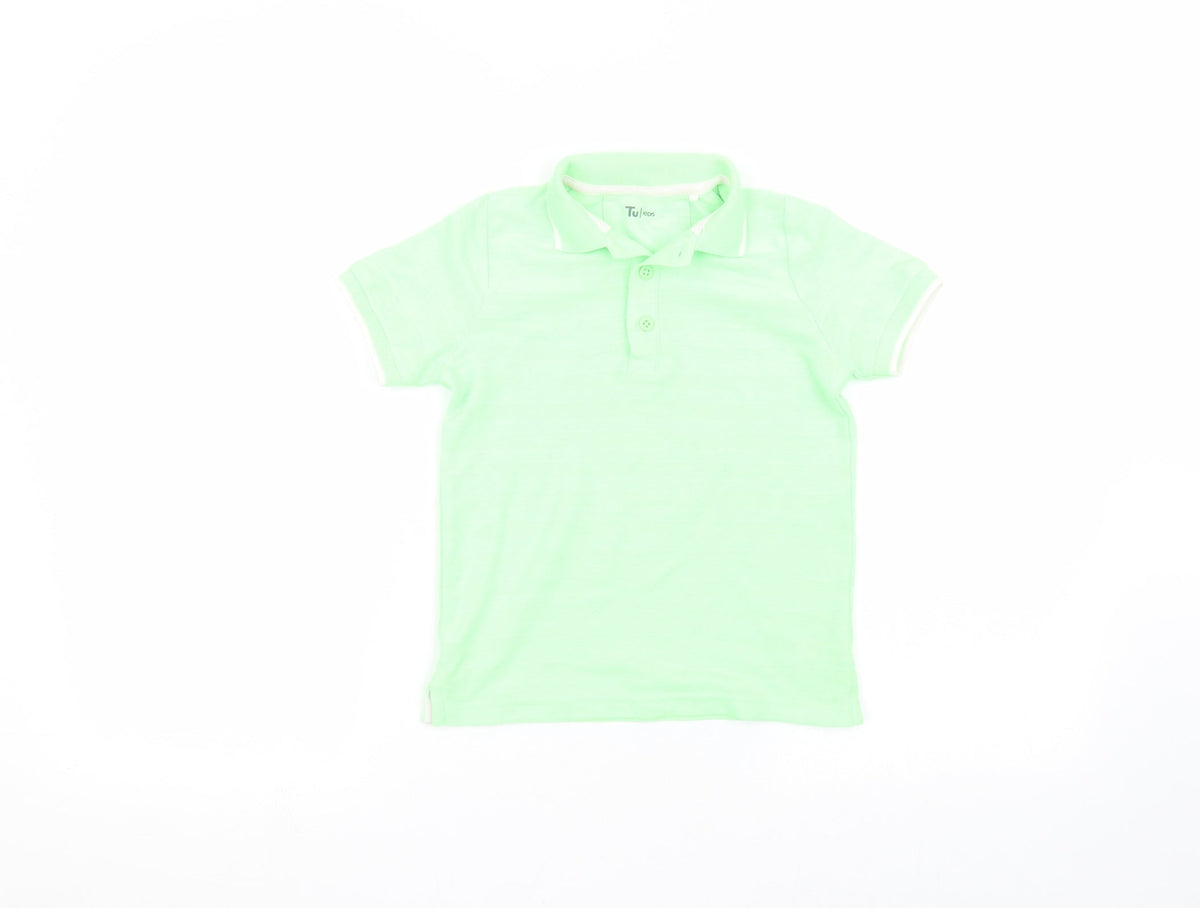 Additional front view of Tu boys’ green basic polo, size 5, years