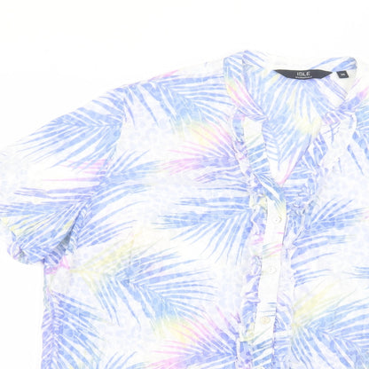 Womens UK Size 16 ISLE White Basic Button-Up
