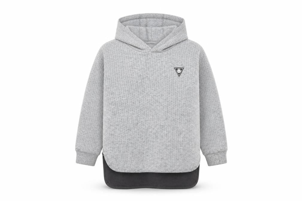 Front view of Next boys’ grey pullover hoodie, size 4, years