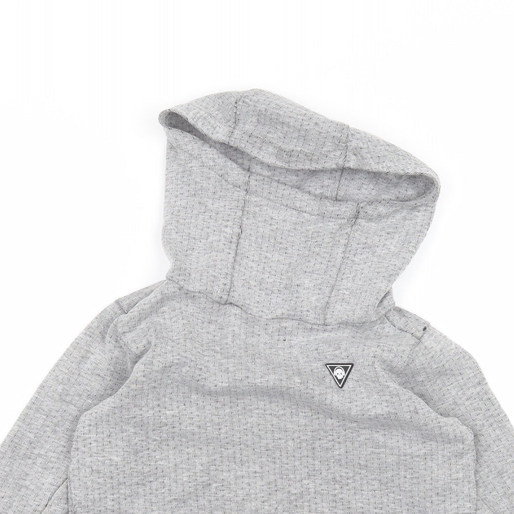 Close-up detail of Next boys’ grey pullover hoodie, size 4, years