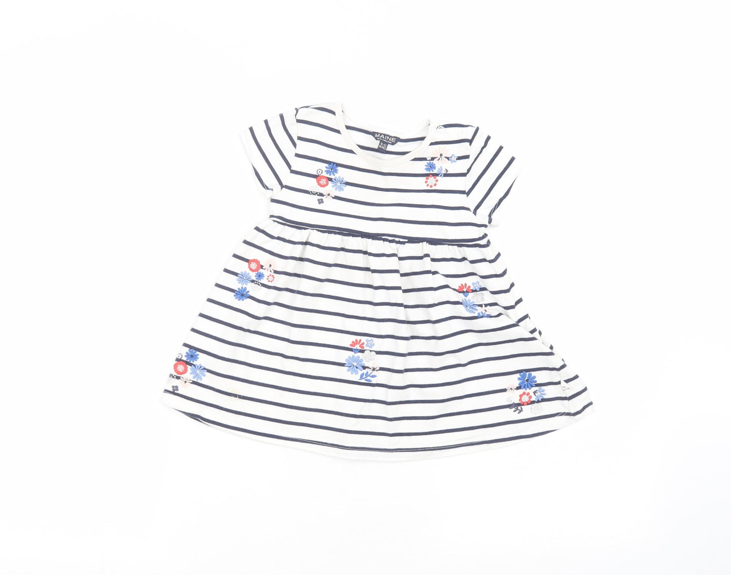 Maine New England Girls White Striped  A-Line  Size 9-10 Years