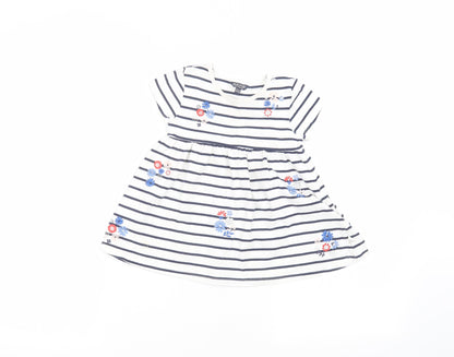 Maine New England Girls White Striped  A-Line  Size 9-10 Years