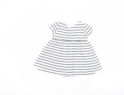 Maine New England Girls White Striped  A-Line  Size 9-10 Years