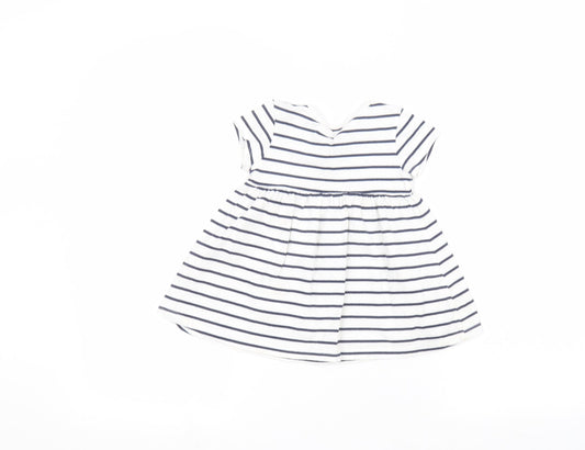 Maine New England Girls White Striped  A-Line  Size 9-10 Years