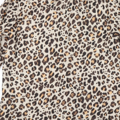 H&M Womens Beige Animal Print  Basic Button-Up Size 4