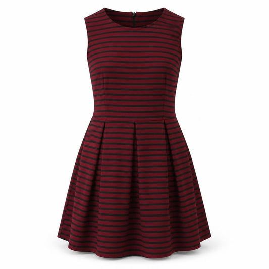 Front view of DOLLS women’s purple striped a-line, size S