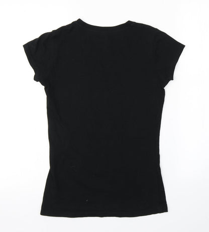 Womens UK Size S Preworn Black Basic T-Shirt