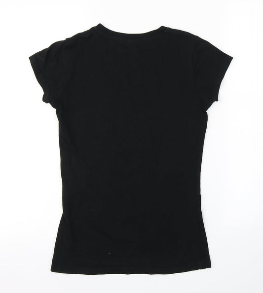 Womens UK Size S Preworn Black Basic T-Shirt