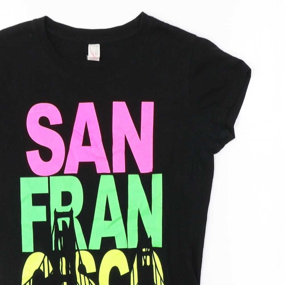 Womens UK Size S Preworn Black Basic T-Shirt