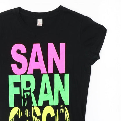 Womens UK Size S Preworn Black Basic T-Shirt