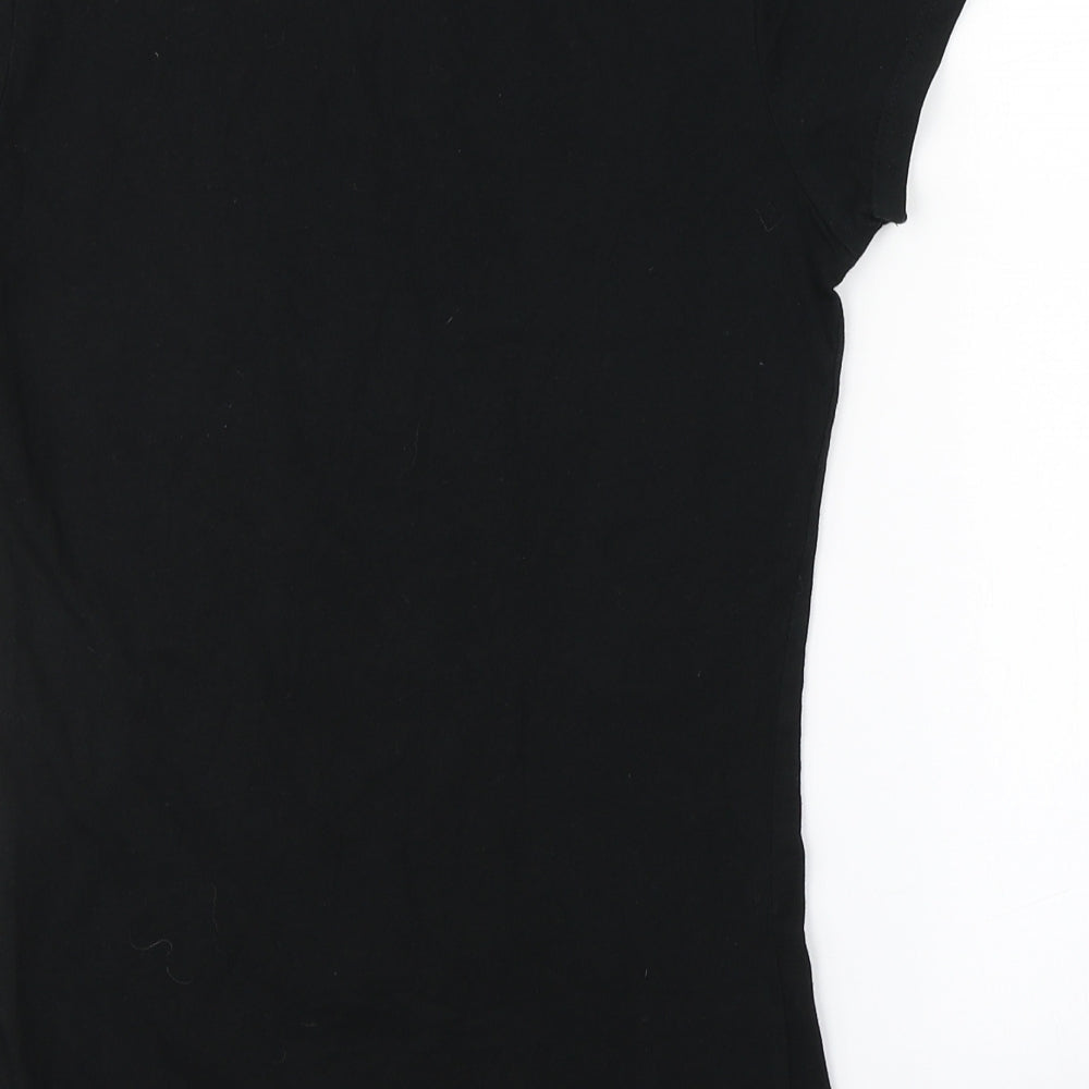 Womens UK Size S Preworn Black Basic T-Shirt