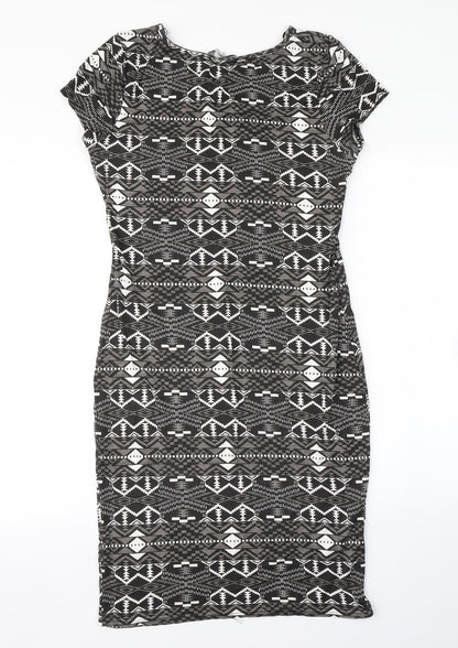 Peacocks Womens Grey Argyle/Diamond  Pencil Dress  Size 12