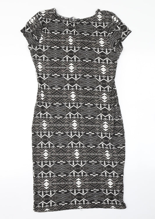 Peacocks Womens Grey Argyle/Diamond  Pencil Dress  Size 12