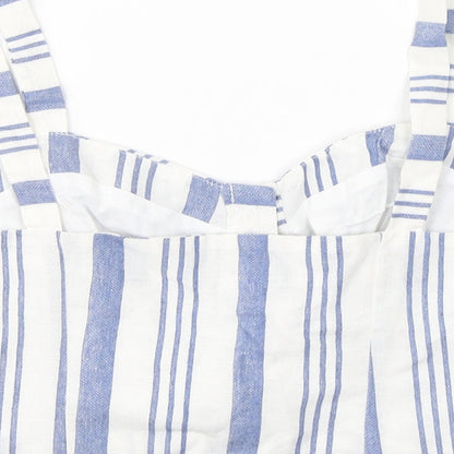 CAMEO ROSE Womens White Striped  Cropped Tank Size 10