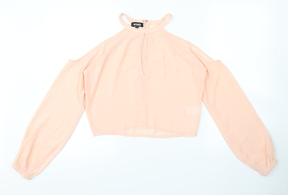 Womens UK Size 8 Missguided Pink Cropped Blouse