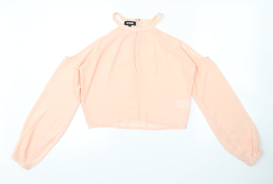Womens UK Size 8 Missguided Pink Cropped Blouse