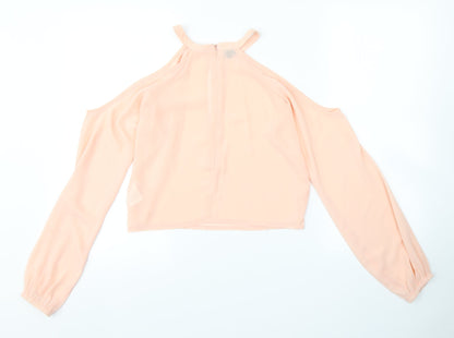 Womens UK Size 8 Missguided Pink Cropped Blouse