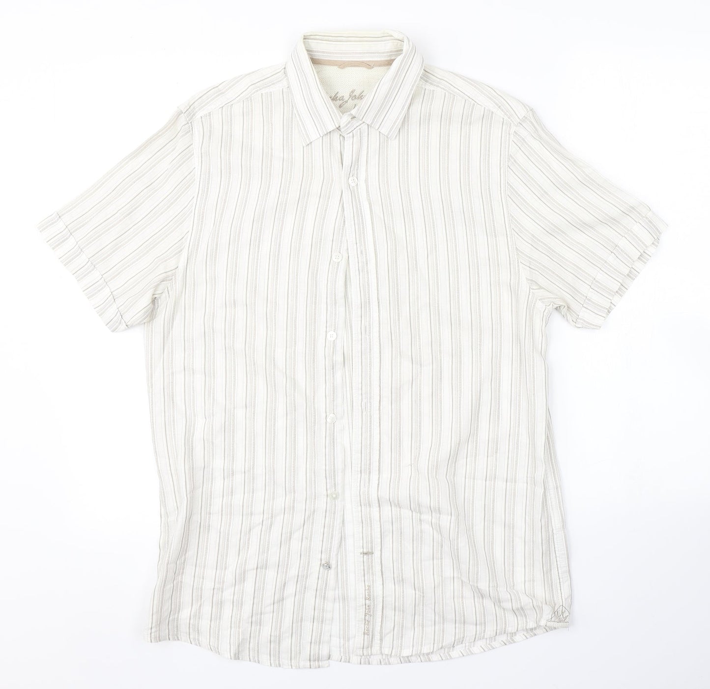RJR.John Rocha Mens White Striped   Button-Up Size S
