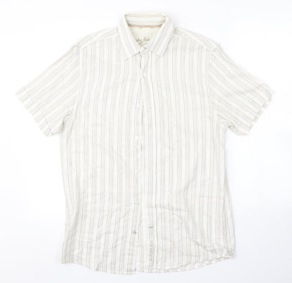 RJR.John Rocha Mens White Striped   Button-Up Size S