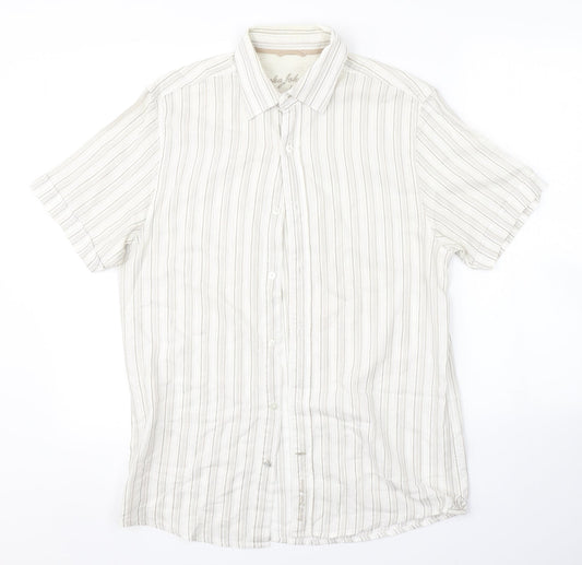RJR.John Rocha Mens White Striped   Button-Up Size S