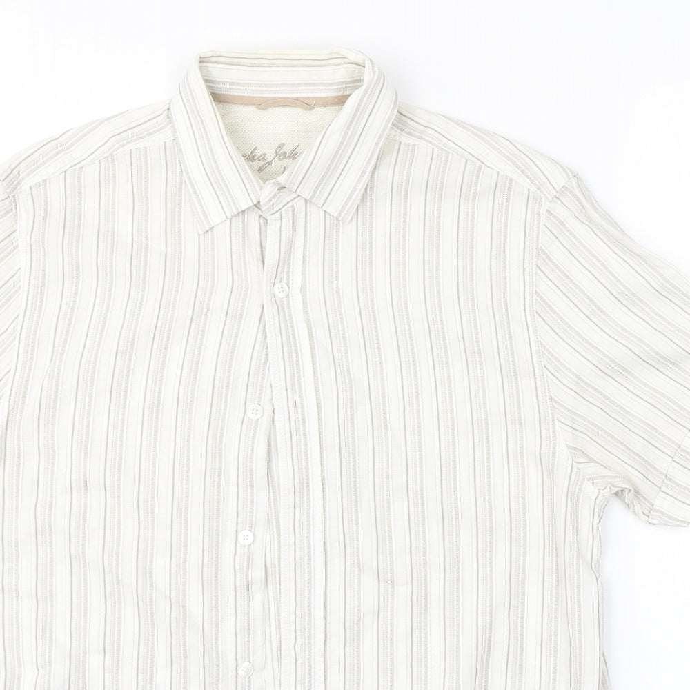 RJR.John Rocha Mens White Striped   Button-Up Size S