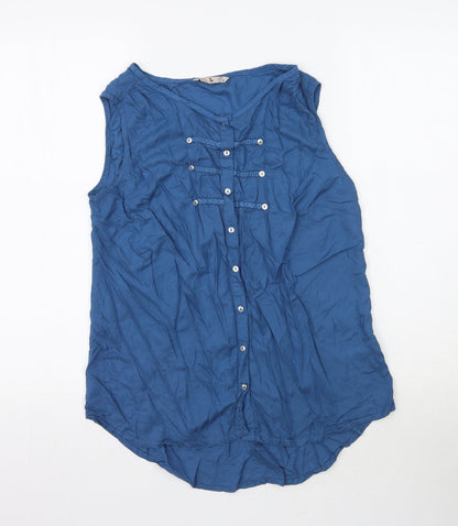 Tue Womens Blue   Basic Blouse Size 10