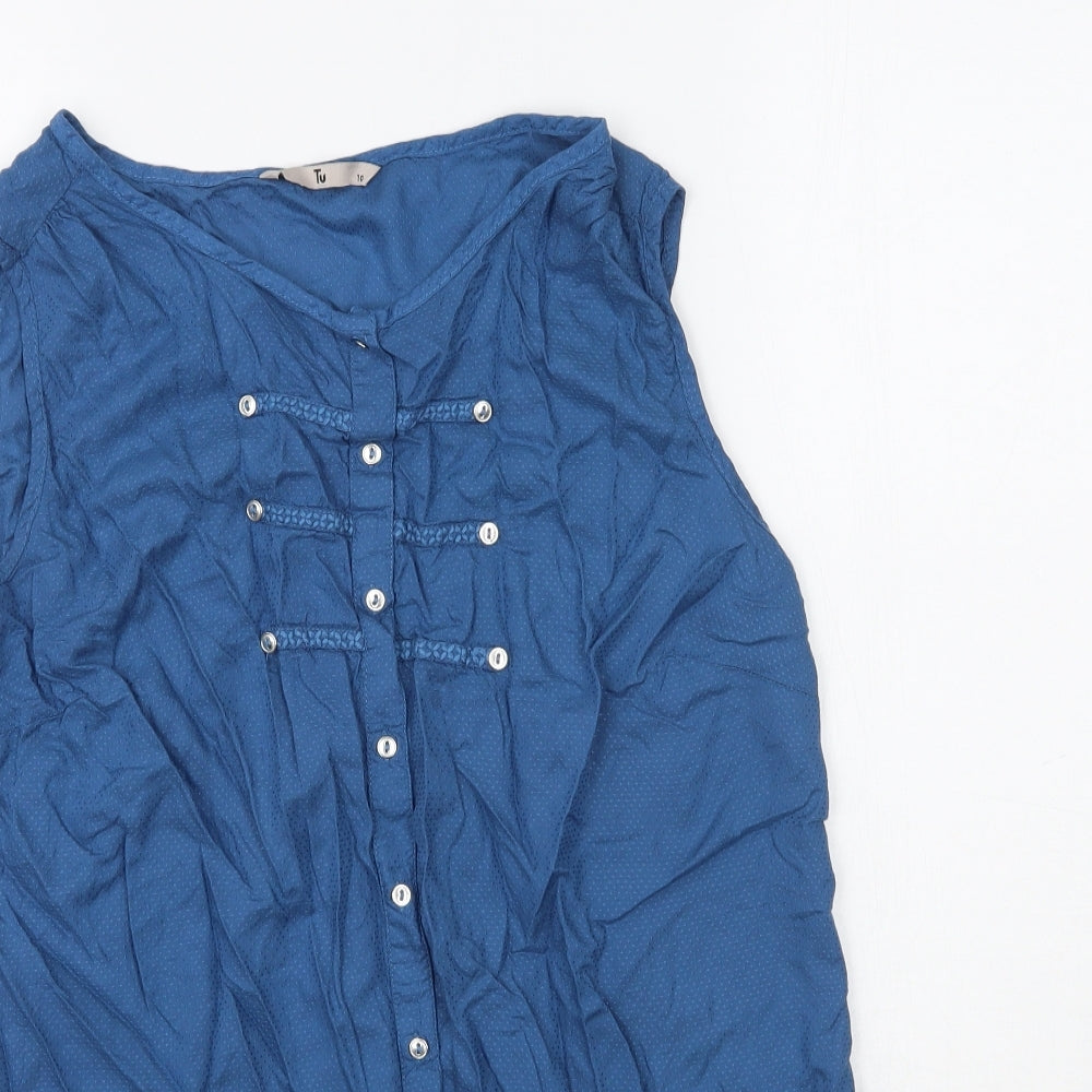 Tue Womens Blue   Basic Blouse Size 10
