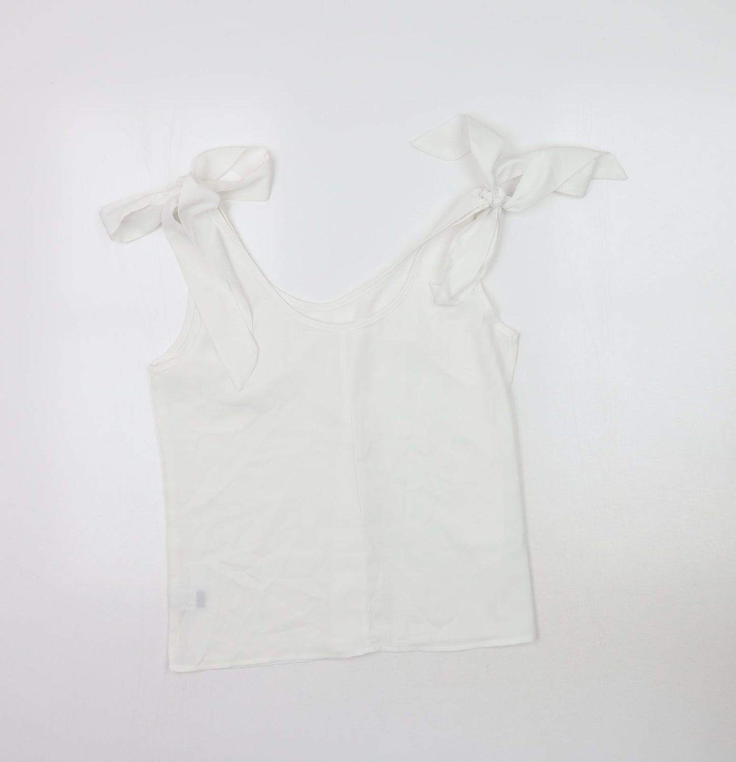 SheIn Womens White   Basic Blouse Size S  - Tie detail